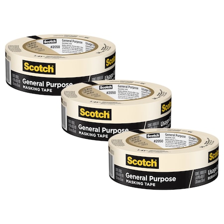 Scotch General Purpose Masking Tape, 1.41 in x 60.1 yd 36mm x 55m, 3PK 2050-36AP